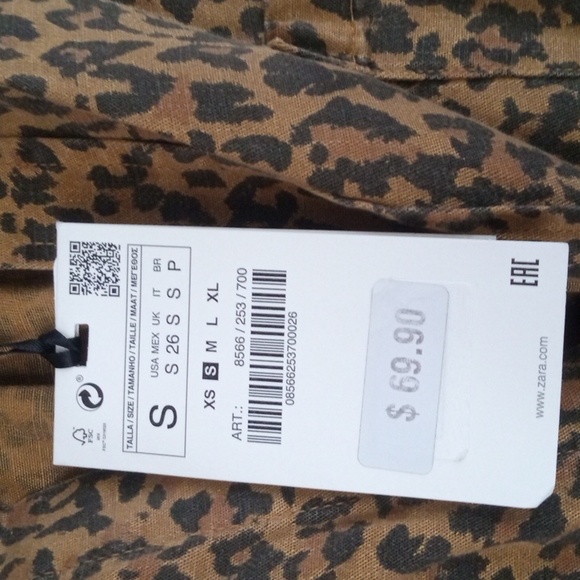 ZARA WOMAN PREMIUM DENIM COLLECTION LEOPARD Cheetah BROWN SHIRT BLOUSE SIZE S - Picture 7 of 13